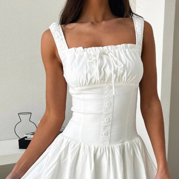Decorative Button Square Neck Cami Dress - Picture 1 of 9